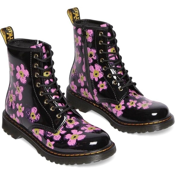 Dr. Martens Other - Dr. Martens 1460 J Kids Floral Patent Leather Lace-Up Zip Combat Boots US 2